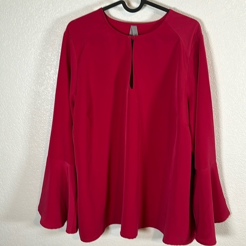 Melissa McCarthy Seven Jeans Pink Bell Sleeves Blouse Size 1X